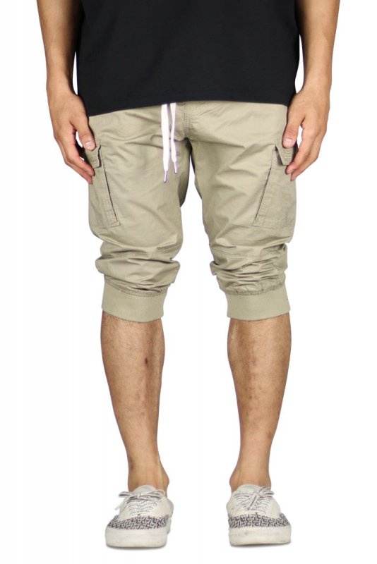 Khaki Cargo Jogger Shorts
