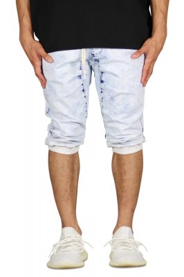 Acid Blue Denim Jogger Shorts