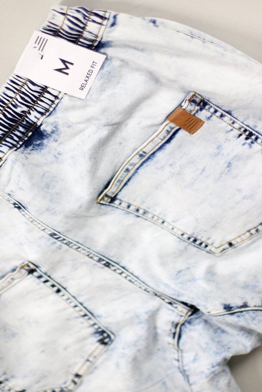 Acid Blue Denim Jogger Shorts