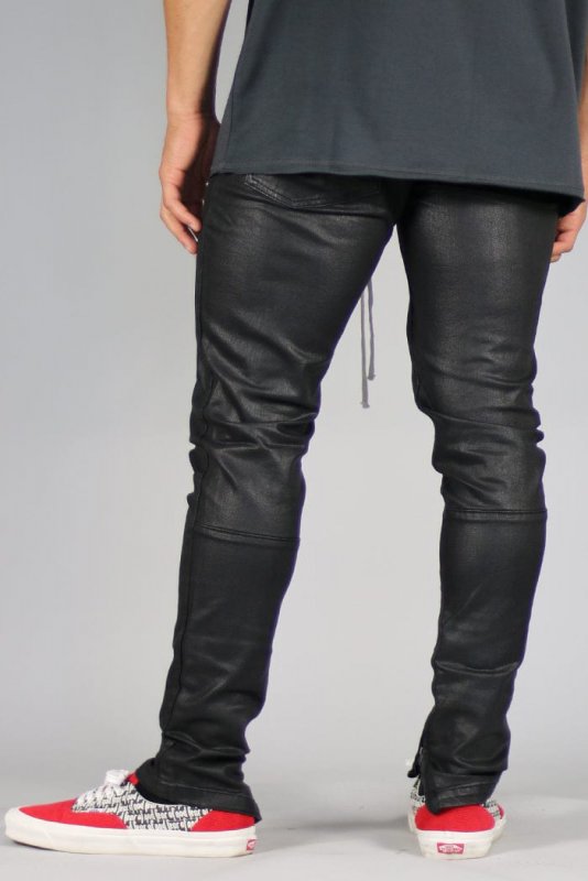 Wax Coated Stack Zipper Jeans