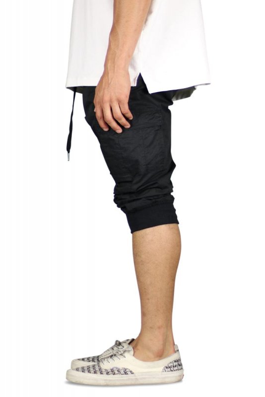 Black Cargo Jogger Shorts
