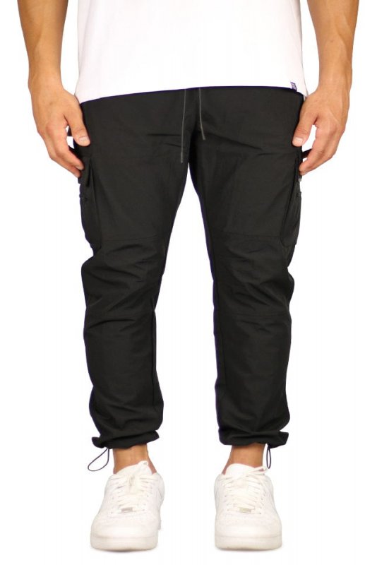 Black Cool Nylon Cargo Pants