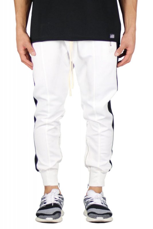 White Track Zipper Joggers