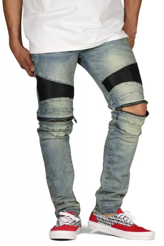 Indigo Moto Zipper Jeans