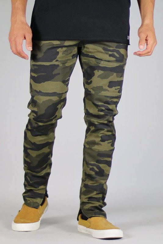 Olive Camo Zipper Pants