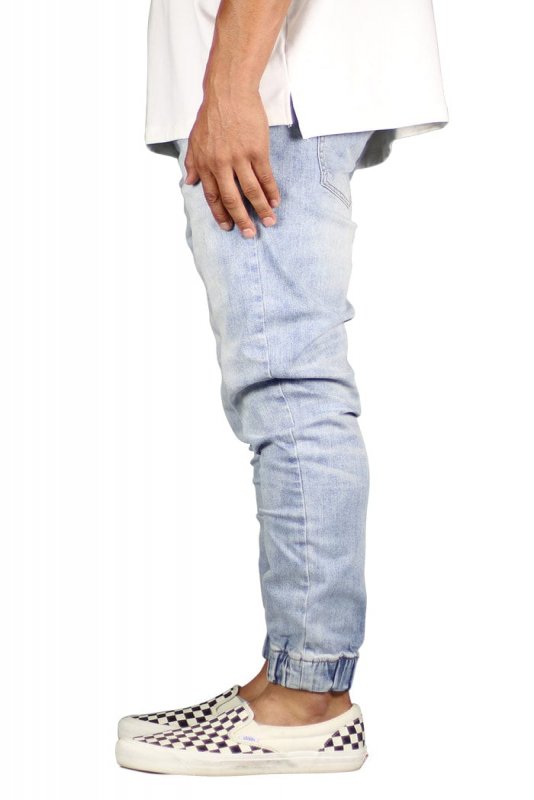 LT.Blue Drop Crotch Denim Joggers