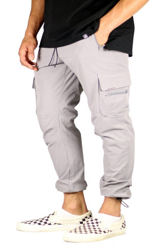 Gray Cool Nylon Cargo Pants