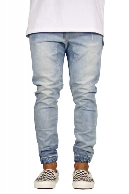 LT.Blue Drop Crotch Denim Joggers