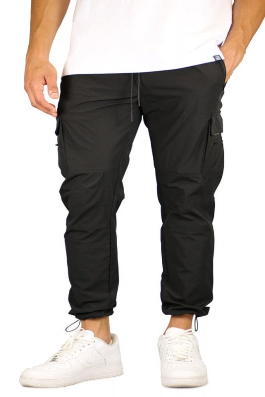 Black Cool Nylon Cargo Pants