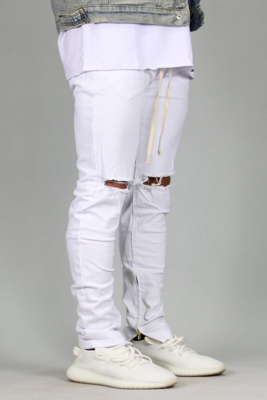 White Nate Zipper Pants