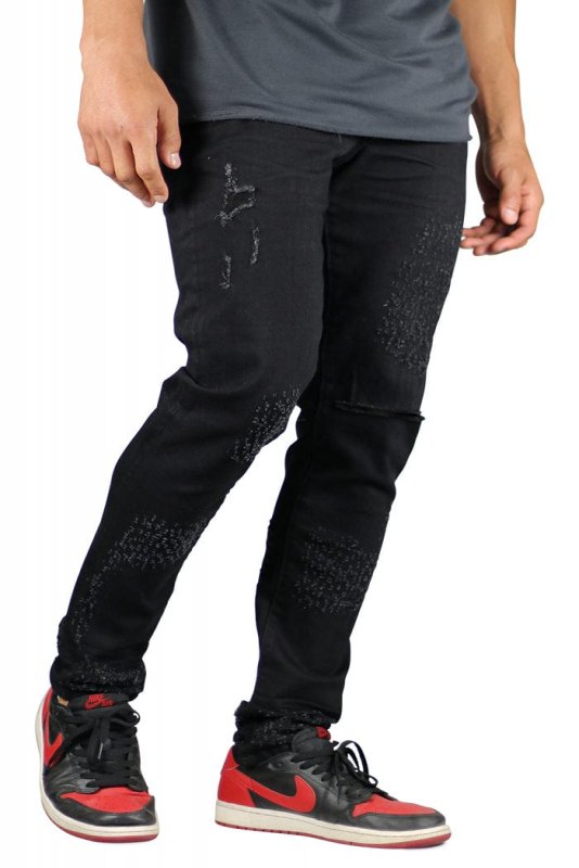 Jet Black Slit Jeans
