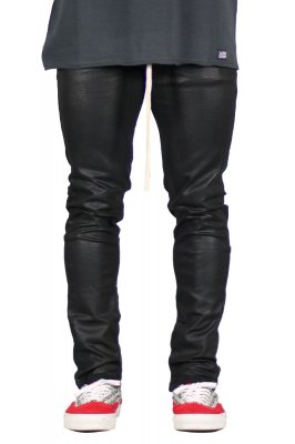 Wax Coated Stack Zipper Jeans