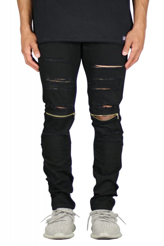 Black Knee Zipper pants