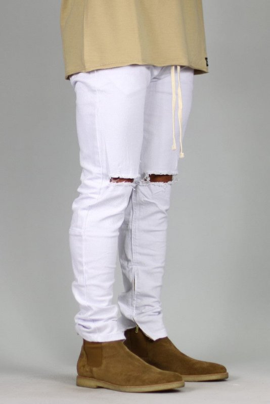 White Nate Zipper Pants