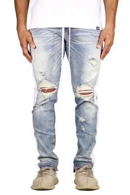 LT.Blue Track Zipper Jeans