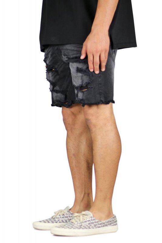 Black Thrasher Denim Shorts