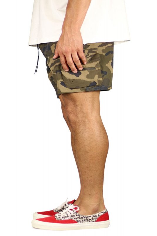 Olive Camo Cool Nylon Cargo Shorts