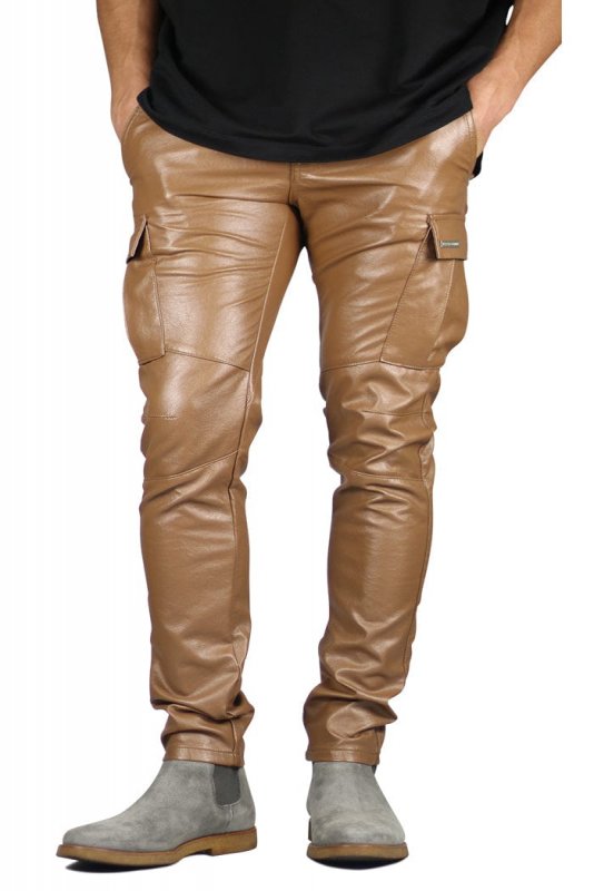 Brown Leather Cargo Pants