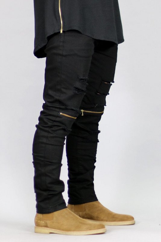 Black Knee Zipper pants