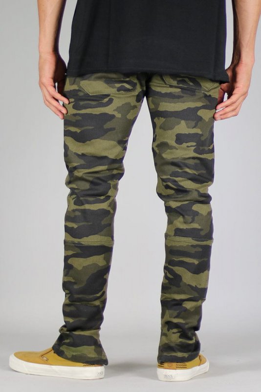 Olive Camo Zipper Pants