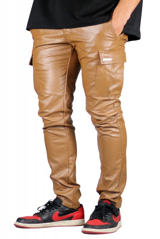 Brown Leather Cargo Pants