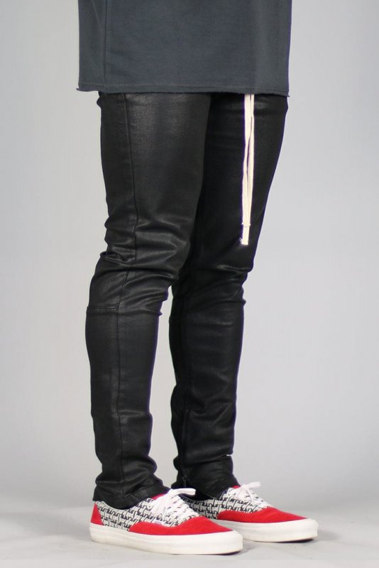 Wax Coated Stack Zipper Jeans