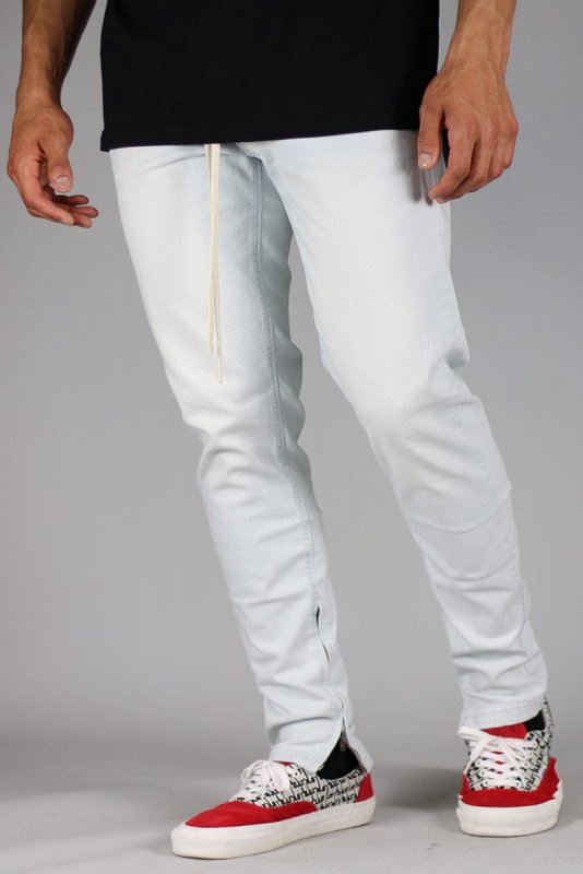White Blue Stack Zipper Jeans