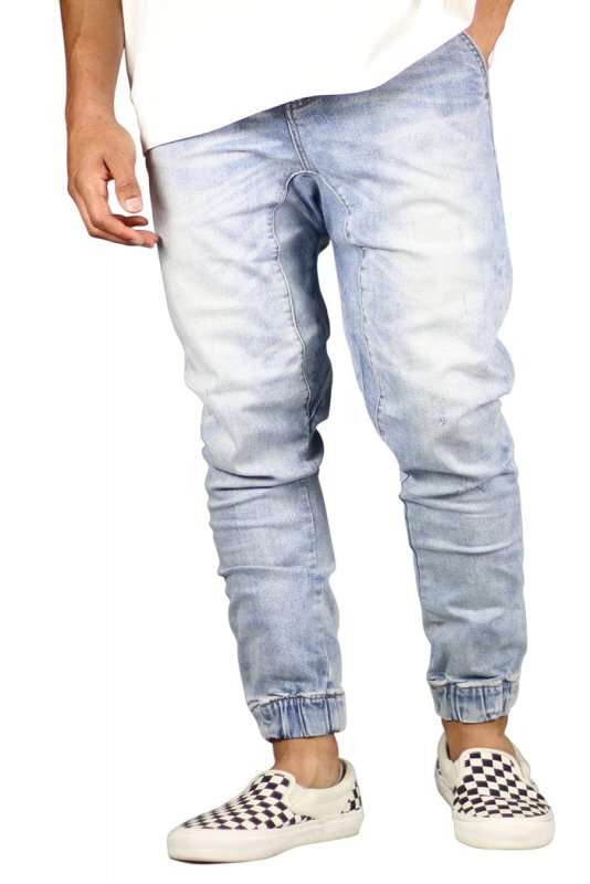 LT.Blue Drop Crotch Denim Joggers