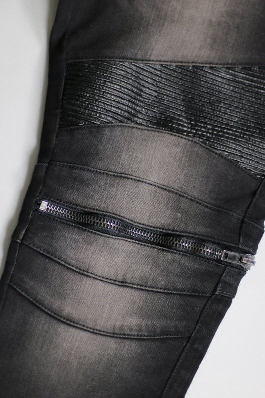 Black Moto Zipper Jeans