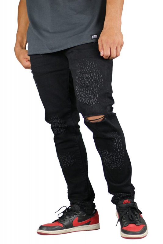 Jet Black Slit Jeans