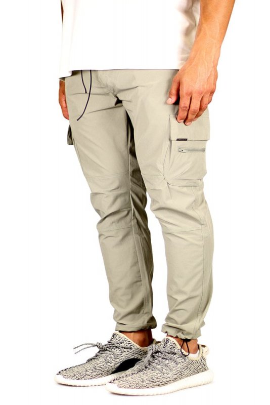 Taupe Cool Nylon Cargo Pants