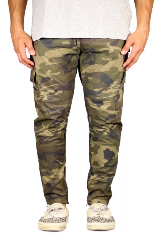 Olive Camo Cool Nylon Zipper Pants