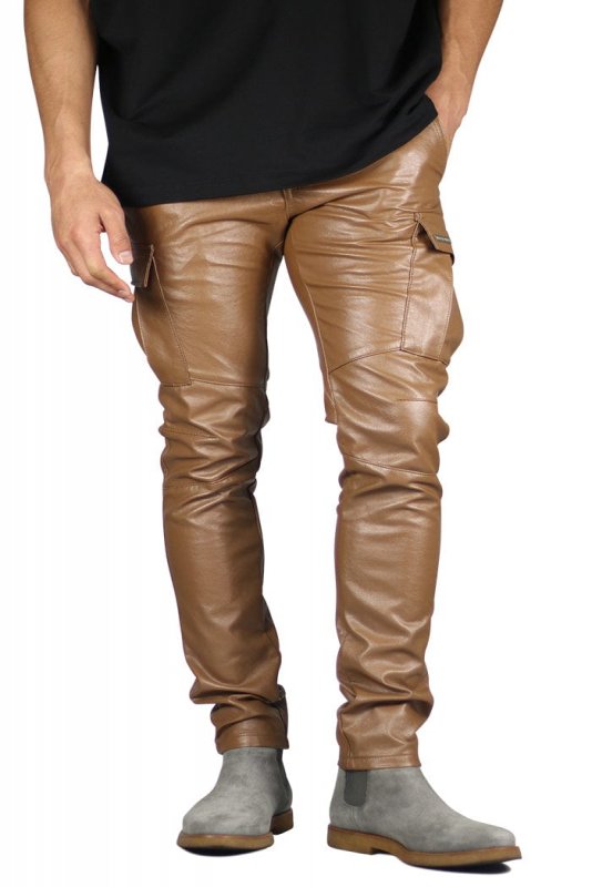 Brown Leather Cargo Pants