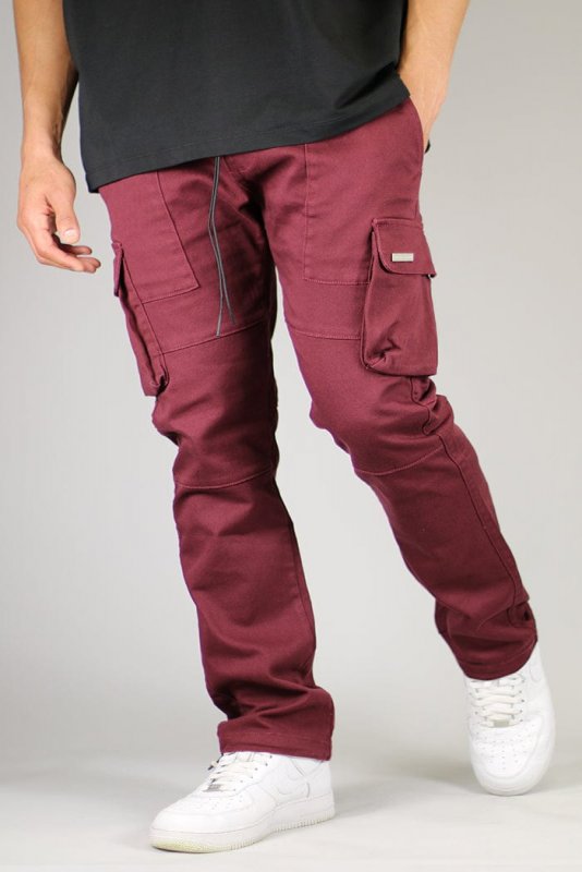 Burgundy Straight Cargo Pants