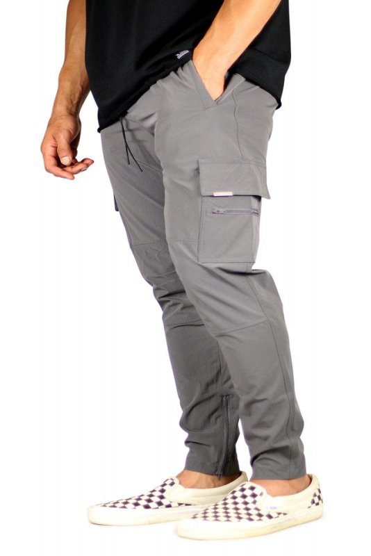 Charcoal Cool Nylon Zipper Pants