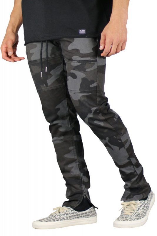Black Camo Zipper Pants