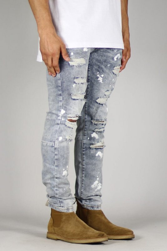 LT.Blue Rag Splatter Jeans
