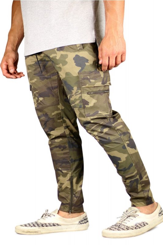 Olive Camo Cool Nylon Zipper Pants