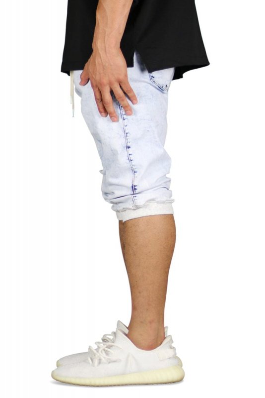 Acid Blue Denim Jogger Shorts