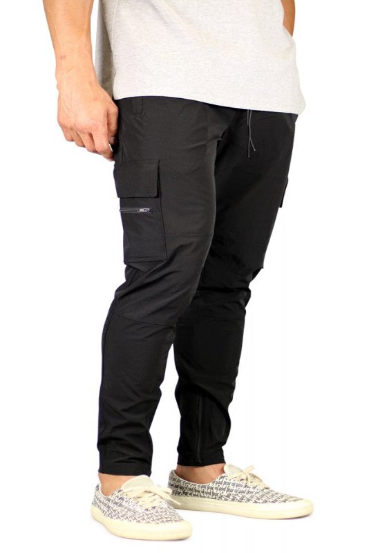 Black Cool Nylon Zipper Pants