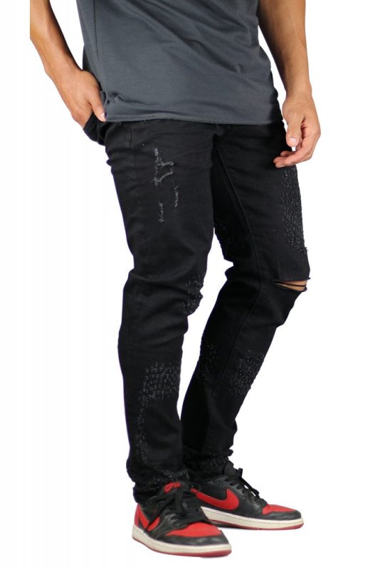 Jet Black Slit Jeans