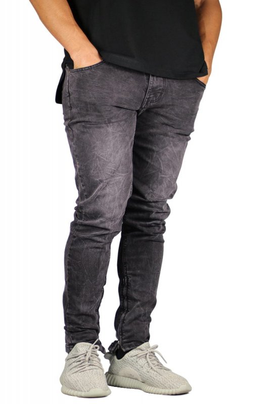 Fade Black Stack Zipper Jeans