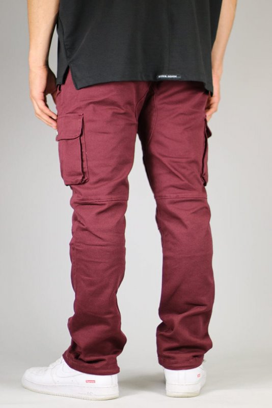 Burgundy Straight Cargo Pants