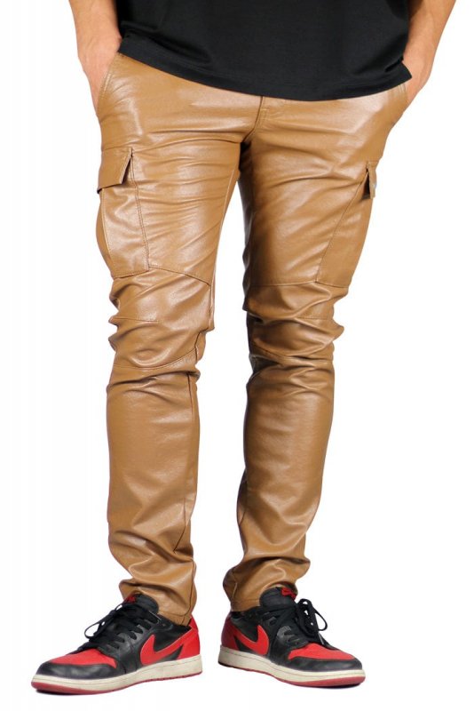 Brown Leather Cargo Pants