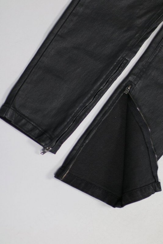 Wax Coated Stack Zipper Jeans