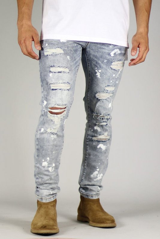 LT.Blue Rag Splatter Jeans