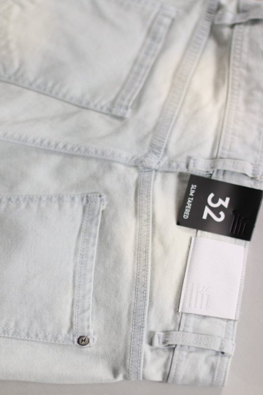 White Blue Stack Zipper Jeans