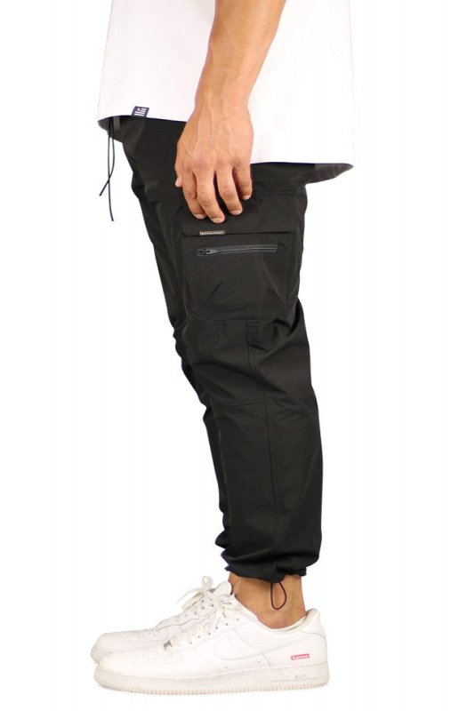 Black Cool Nylon Cargo Pants