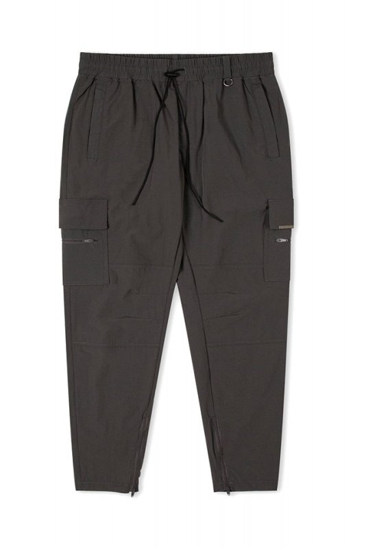 Charcoal Cool Nylon Zipper Pants