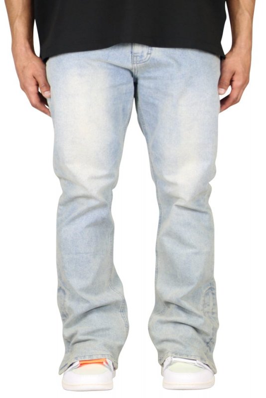 LT. Blue Flare Zipper Jeans